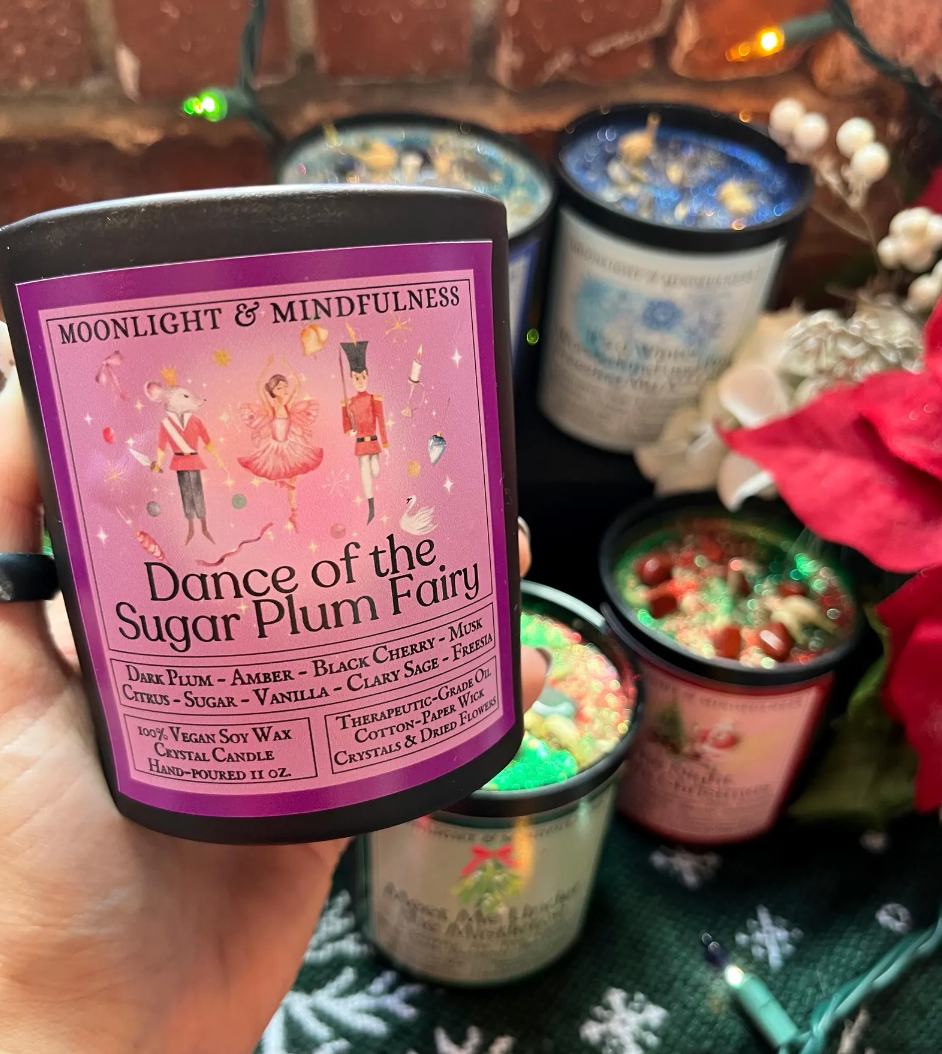 Moonlight & Mindfulness - Wholesale Jar/Filled Candle - Holiday Soy Wax Crystal Candles, Christmas Scents, Vegan4