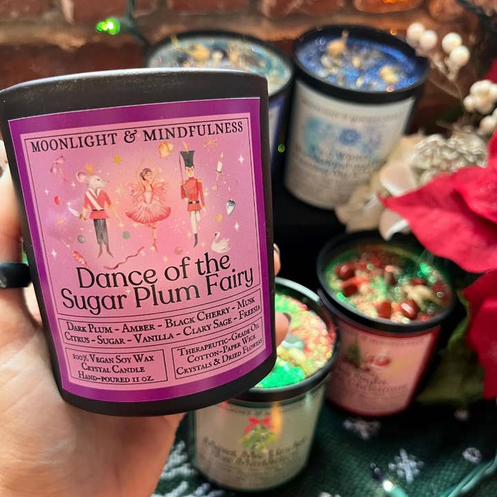 Moonlight & Mindfulness - Wholesale Jar/Filled Candle - Holiday Soy Wax Crystal Candles, Christmas Scents, Vegan4