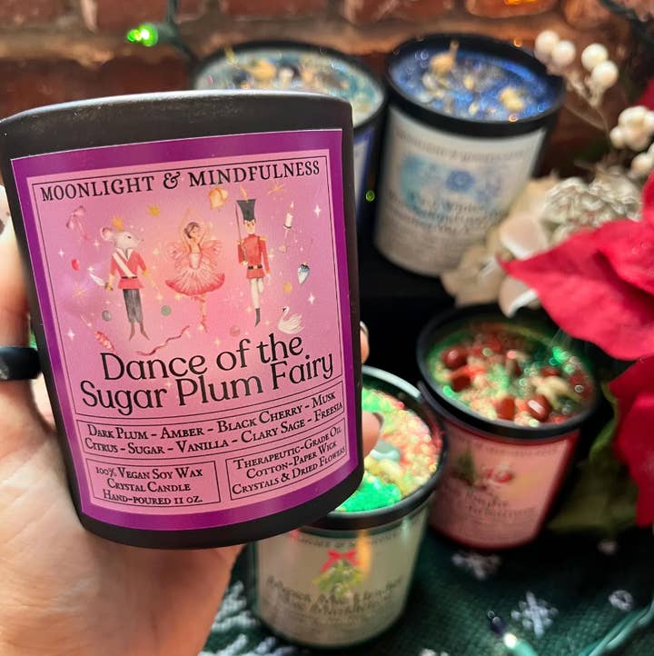 Moonlight & Mindfulness - Wholesale Jar/Filled Candle - Holiday Soy Wax Crystal Candles, Christmas Scents, Vegan4