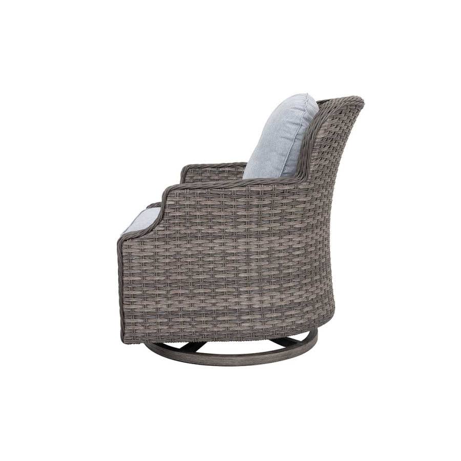 Grey Tenaya 4-Piece Firepit Set with Swivel Rocking Chairs for wholesale on Faire10