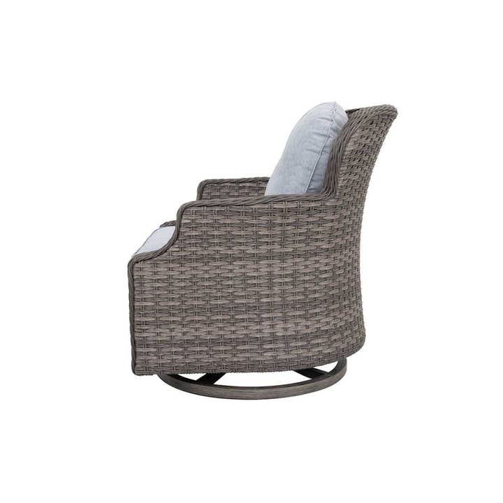 Grey Tenaya 4-Piece Firepit Set with Swivel Rocking Chairs for wholesale on Faire10