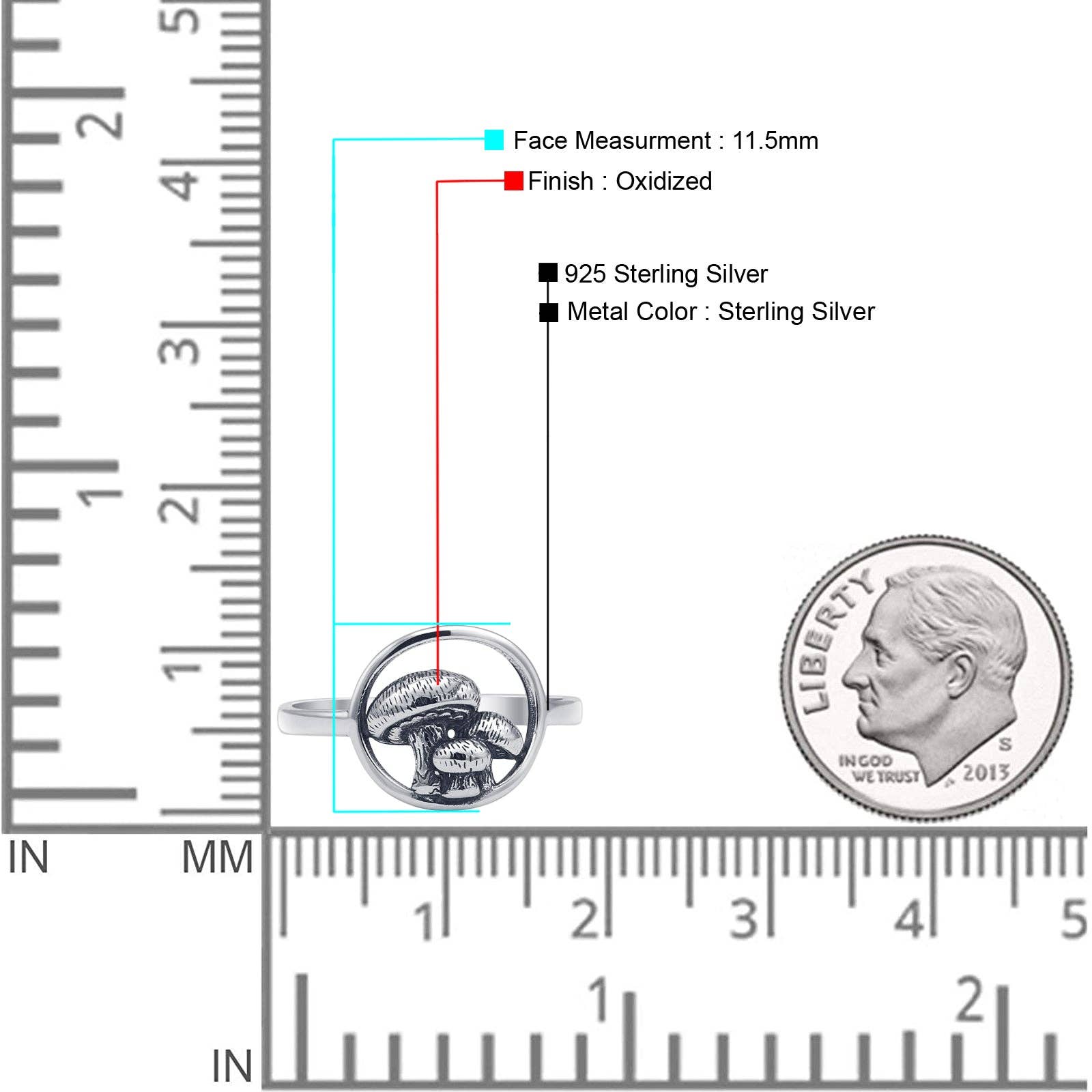 Mushroom Ring Oxidized 925 Sterling Silver Wholesale for wholesale on Faire3