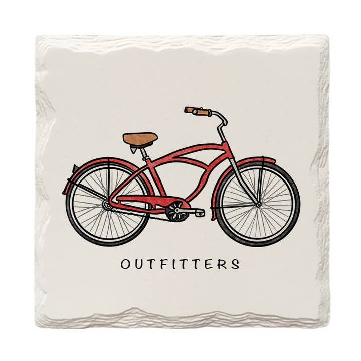 Customizable Beach Bike | Hand-Drawn | Ceramic Drink Coaster for wholesale by The Doodle Brand