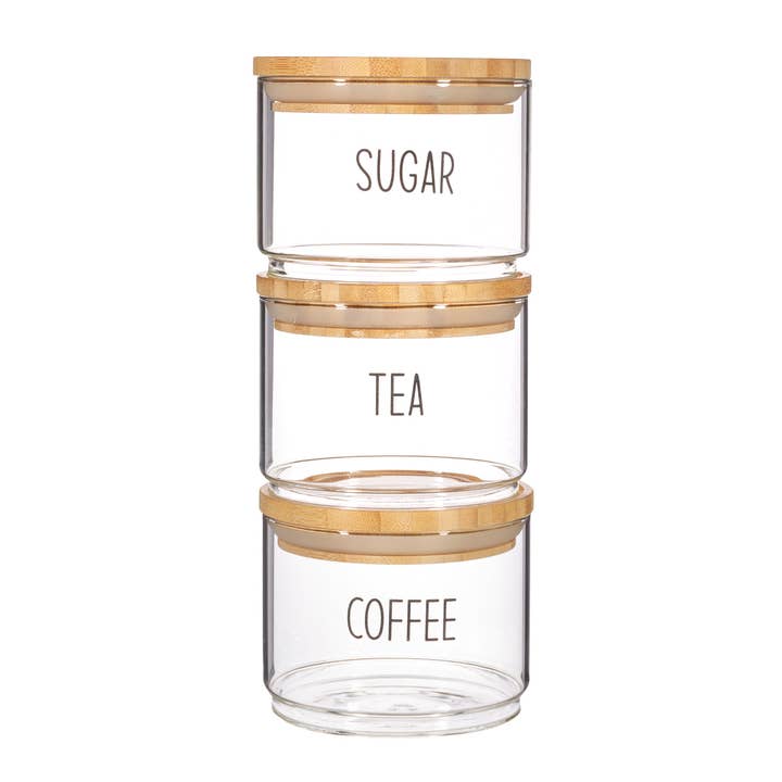 Sass & Belle Europe - Venta al por mayor Tarros - Frascos apilables para té, café y azúcar, juego de 3