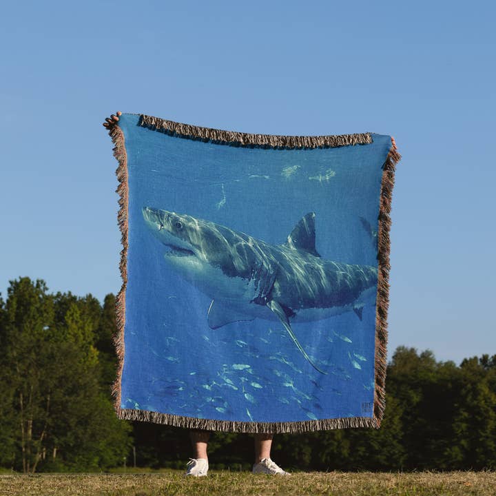 3dRose - Wholesale Throw Blanket - 3dRose, Great White Shark, Blanket1