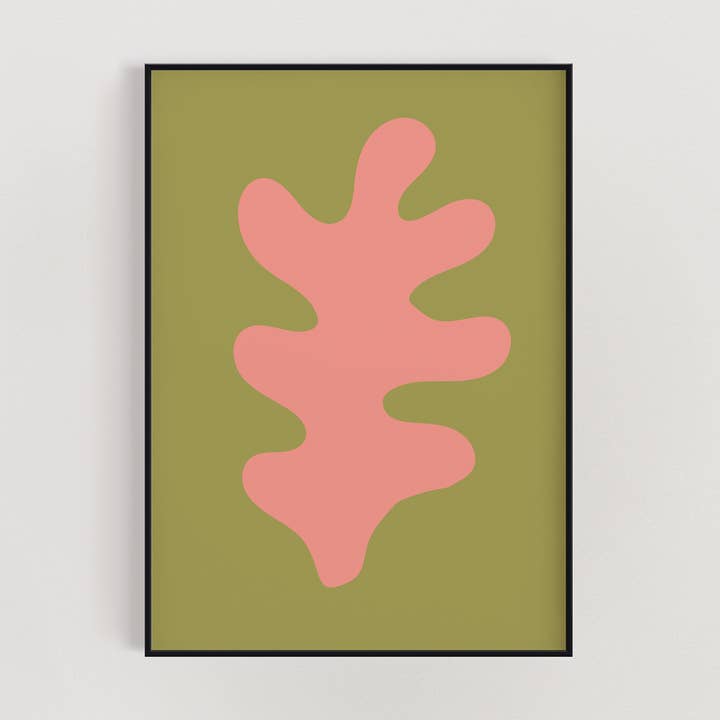 Lámina de pared inspirada en Henri Matisse en verde y rosa para venta al por mayor de Malff Homeware