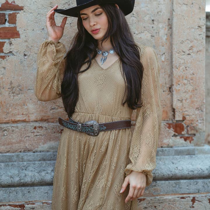 Most Wanted USA - Wholesale Belt - Women's - Turquoise Tinted Western Rhinestone Buckle Belt1