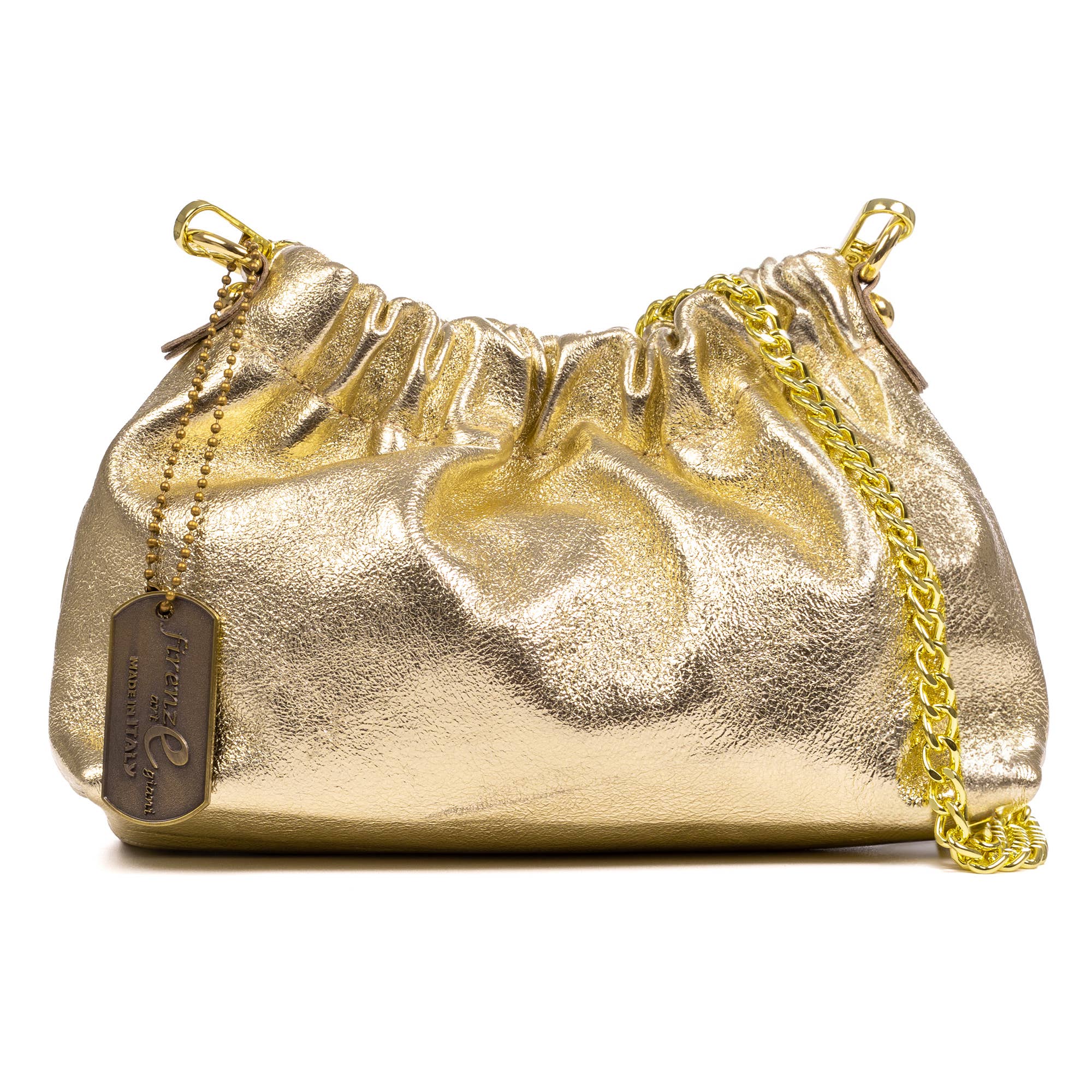 FIRENZE ARTEGIANI - Wholesale Shoulder Bag - Women's - Ascea genuine laminated leather crossbody bag with metal strap1