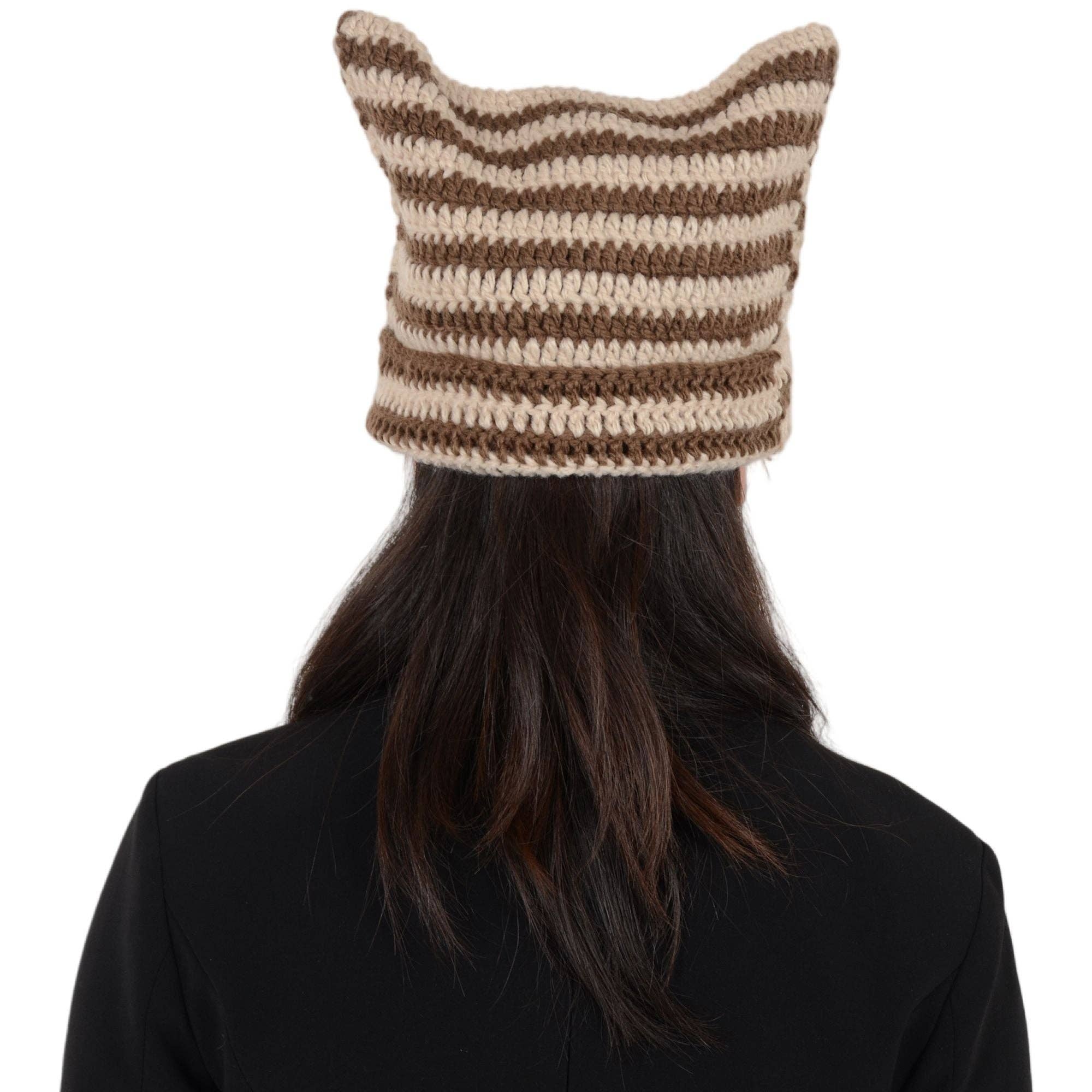 AK Brand - Wholesale Beanie - Women's - Vintage Crochet Cat Ear Slouchy Beanie Hat for Women8