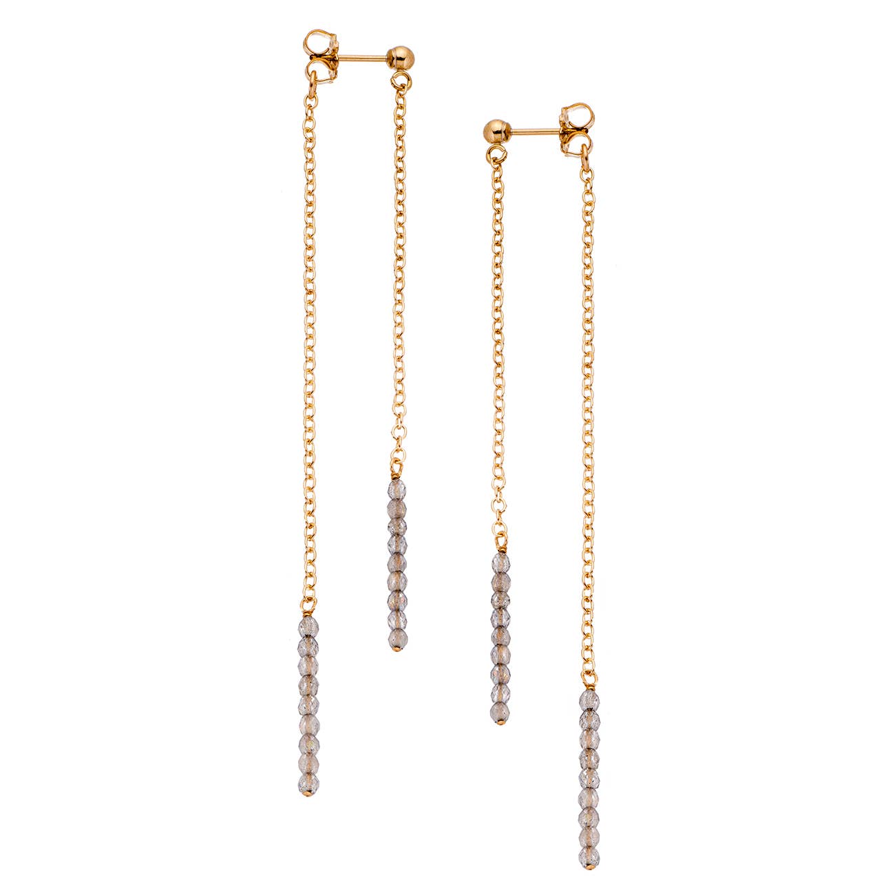 Heather Hawkins - Wholesale Dangle Earrings - Front Back Extra Tiny Gemstone Duster Earrings 14K Gold-Fill1