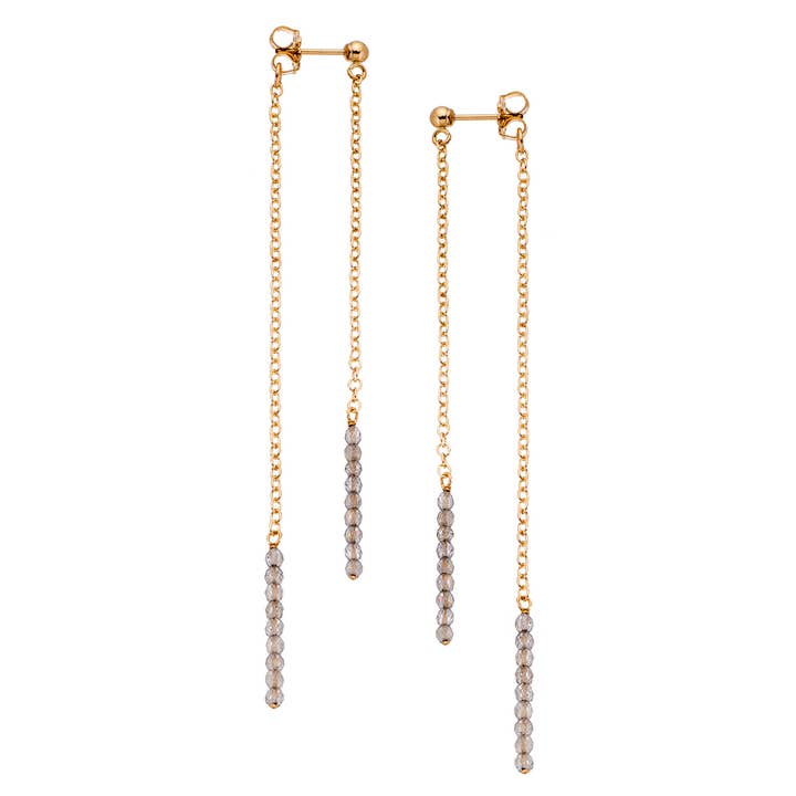 Heather Hawkins - Wholesale Dangle Earrings - Front Back Extra Tiny Gemstone Duster Earrings 14K Gold-Fill1