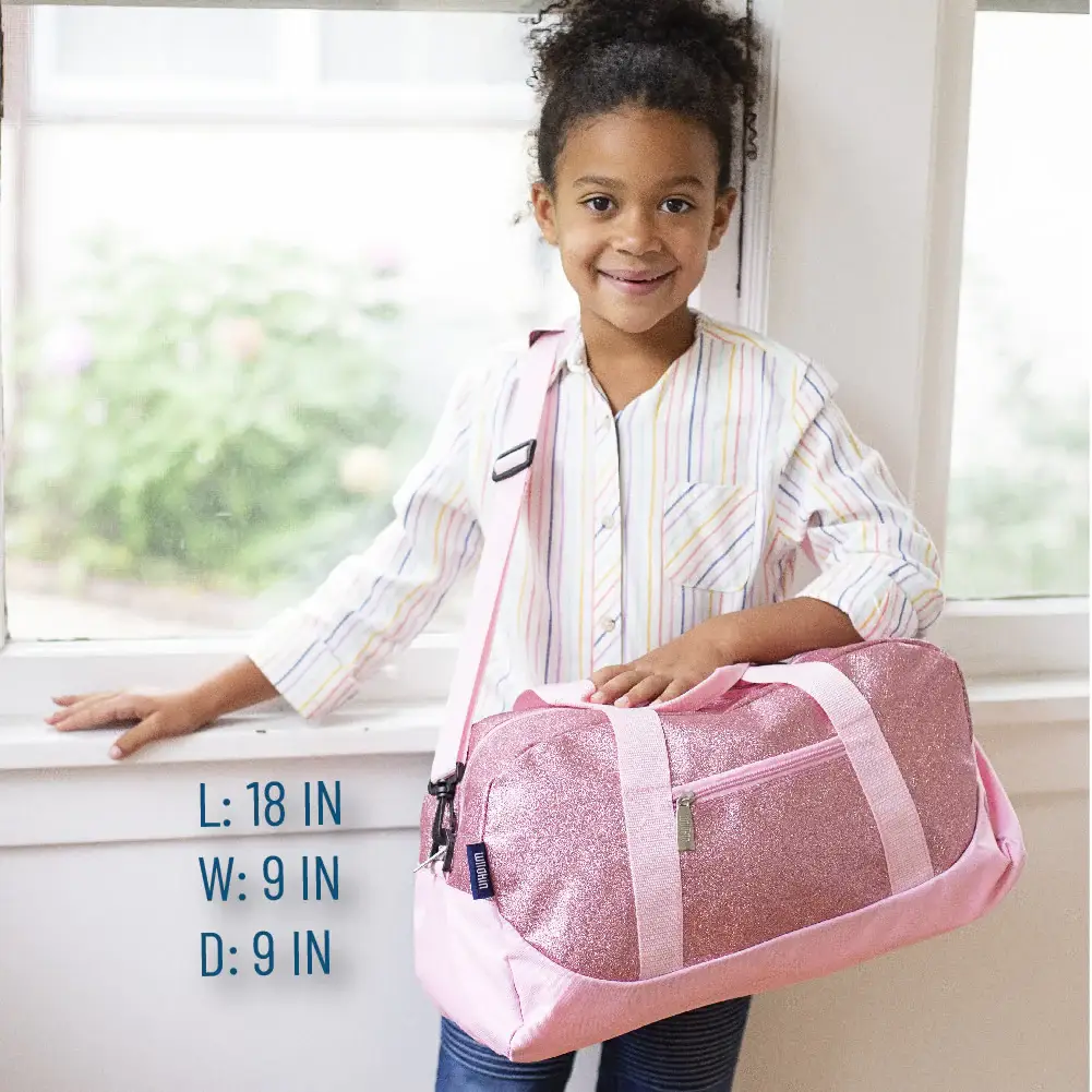 Wildkin - Wholesale Weekender Bag - Kids - Pink Glitter Overnighter Duffel Bag5