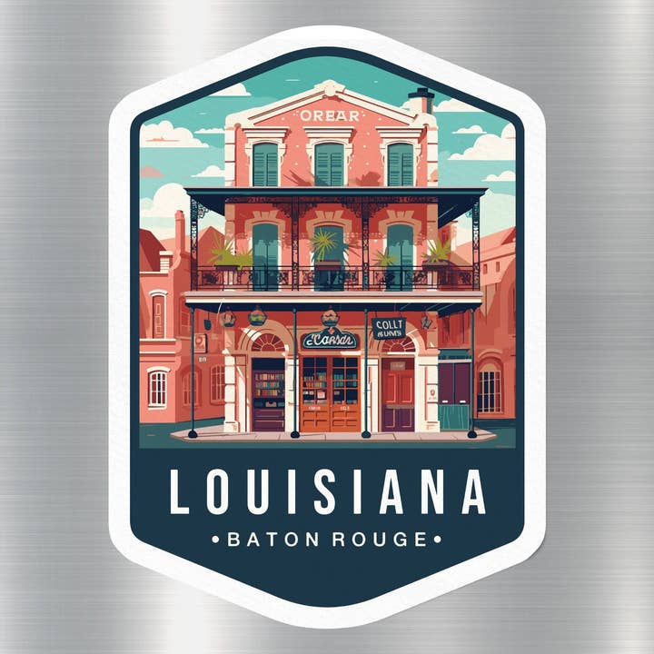 Adesivo da viaggio dello stato della Louisiana per la vendita all'ingrosso da parte di GraffMerch.com