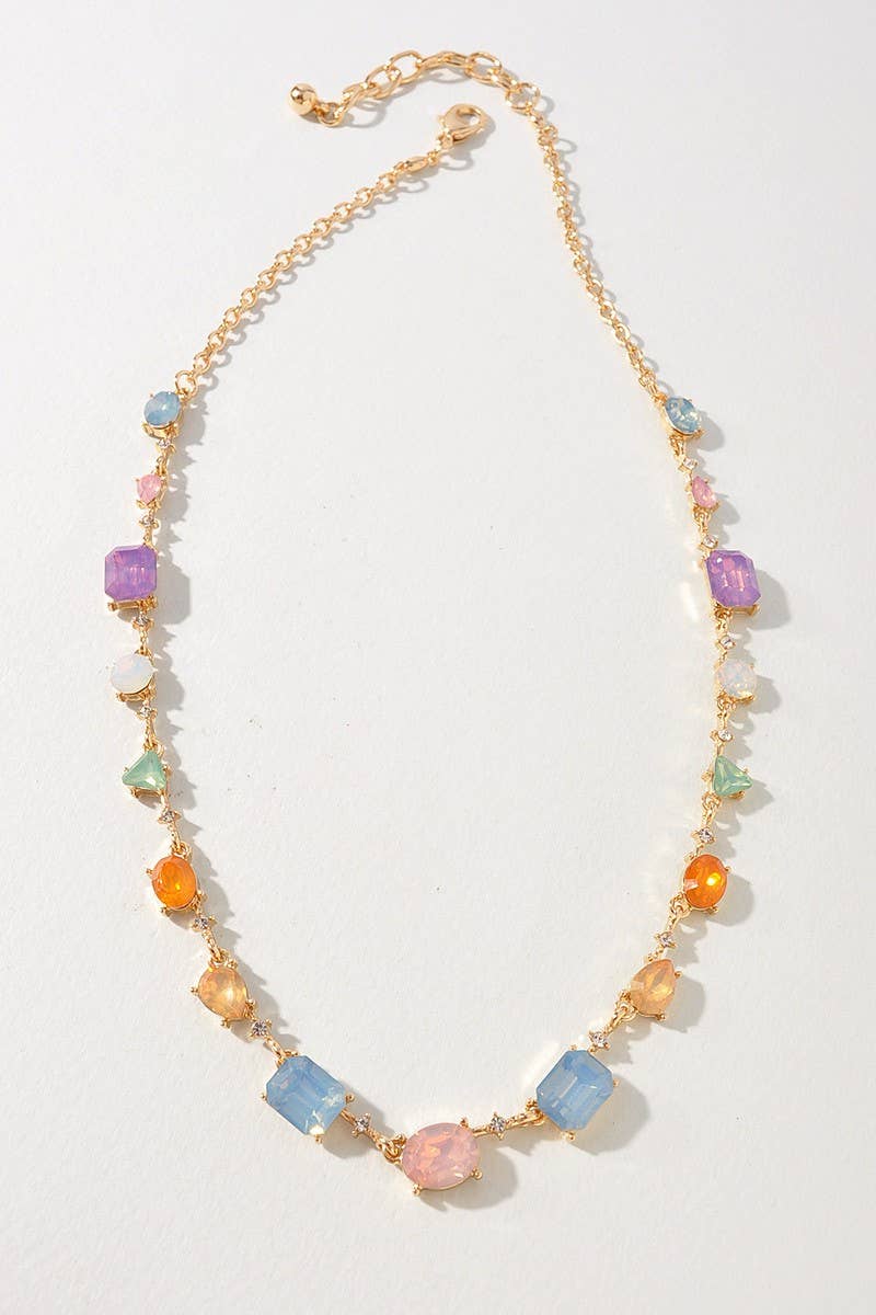 anbfashion – wholesale Pärlband/Pärlhalsband – Kristallfärgad stenpärlad halsband med rhinstenar i olika former3