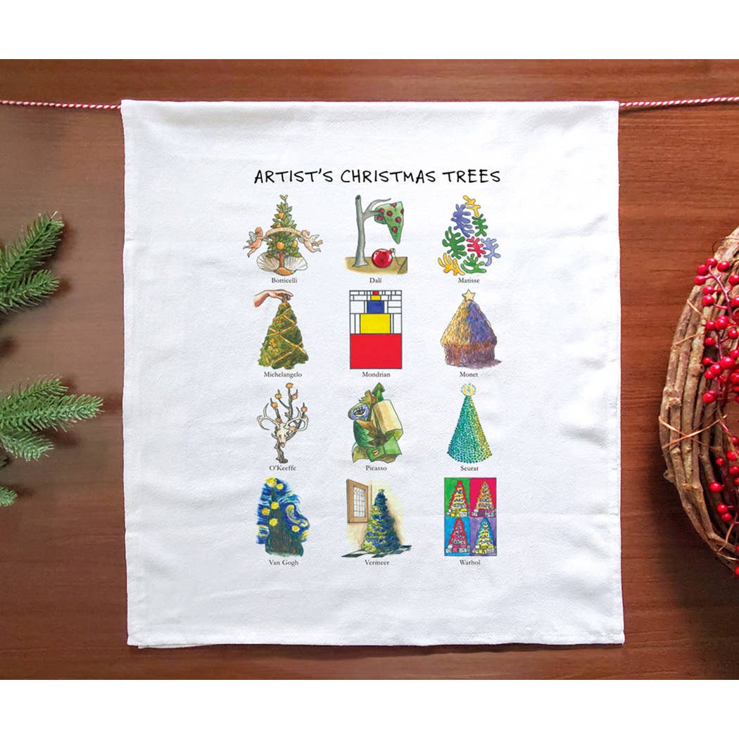 Allport Editions - Wholesale Tea Towel - Artist Christmas Trees Holiday Kitchen Towel