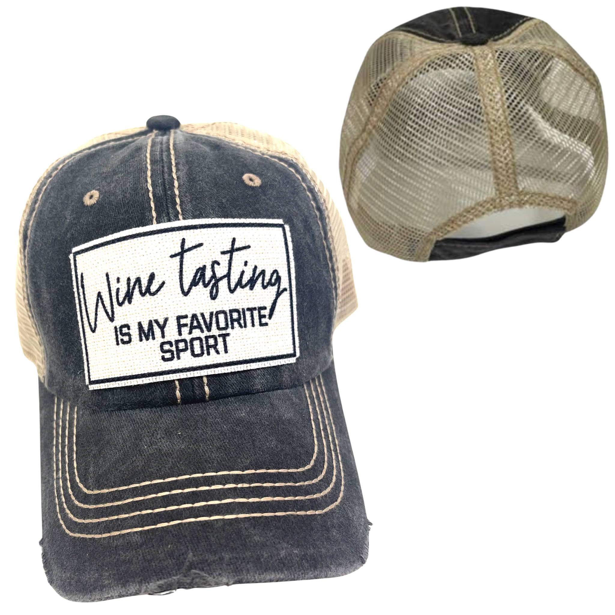 dkhandmade - Wholesale Trucker Hat - Unisex - WINE TASTING IS MY FAVORITE SPORT | UNISEX HAT | DISTRESSED10