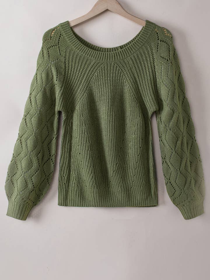 FULL TIME PURCHASE - Wholesale Knit Sweater - Women's - Hollow-out Puffy Sleeve Knit Sweater15