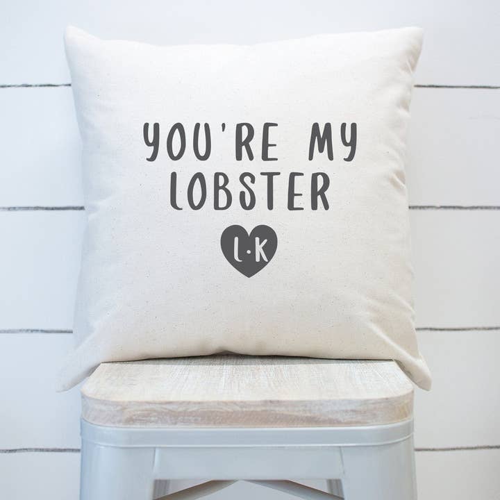 You're My Lobster Custom Heart Pillow Cover for wholesale by Rising Tide Vintage