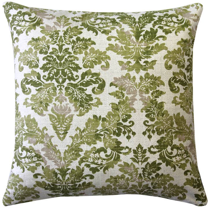 Calliope Green Damask Pattern Throw Pillow, 20"x20" for wholesale by Pillow Decor