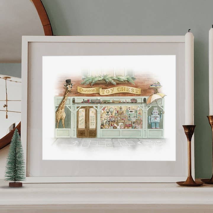 Small Town Vintage Toy Store - Duncan's Toy Chest Art Print for wholesale by ALICIA'S INFINITY