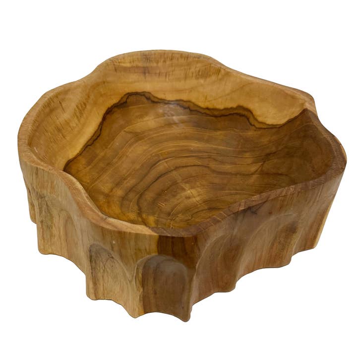 Large Organic Shape Teak Bowl for wholesale by Andaluca