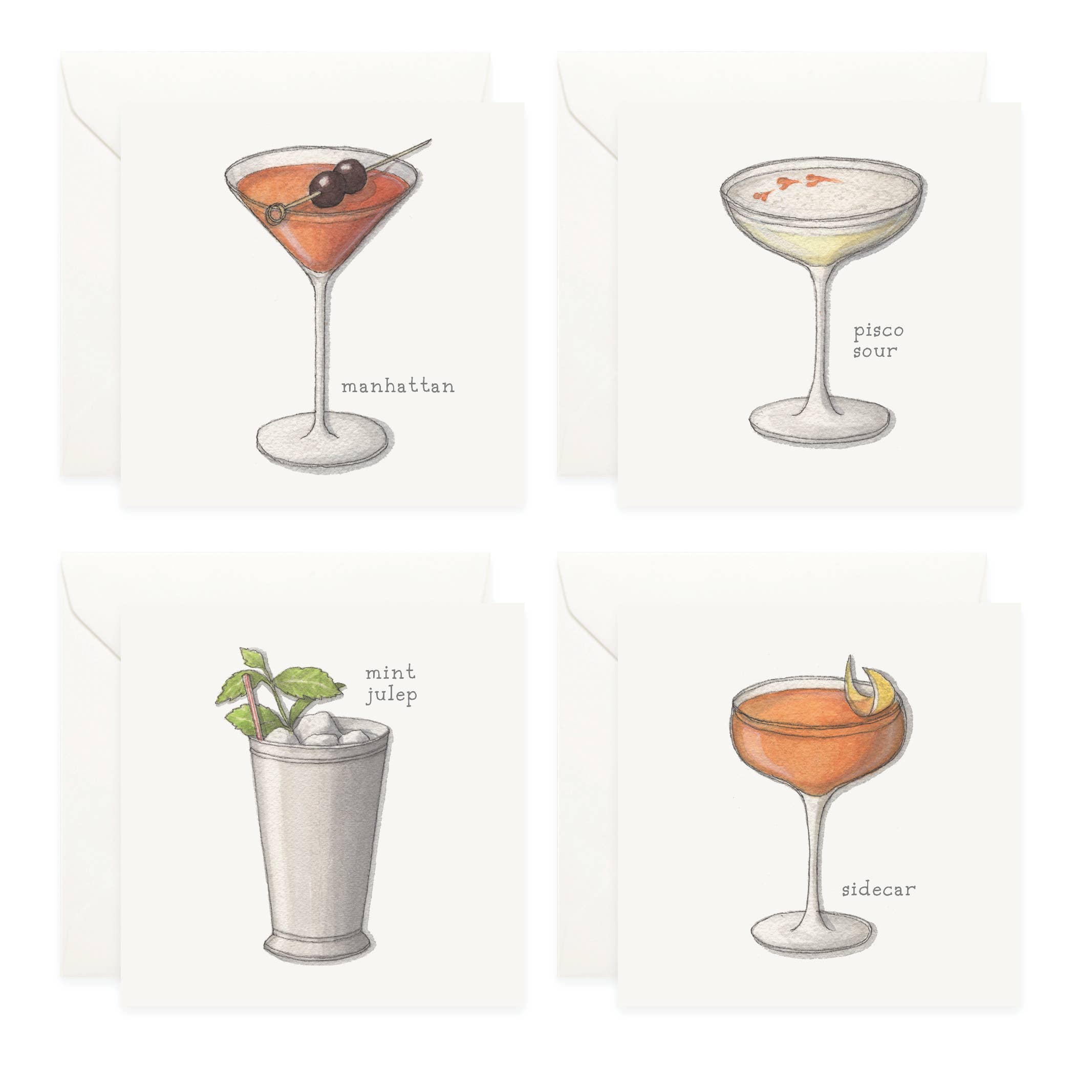 Yeesan Loh – Engroshandel Brevpapir/sæt med noteskort – Minikort sæt/cocktails. 01 Whisky & Bourbon1