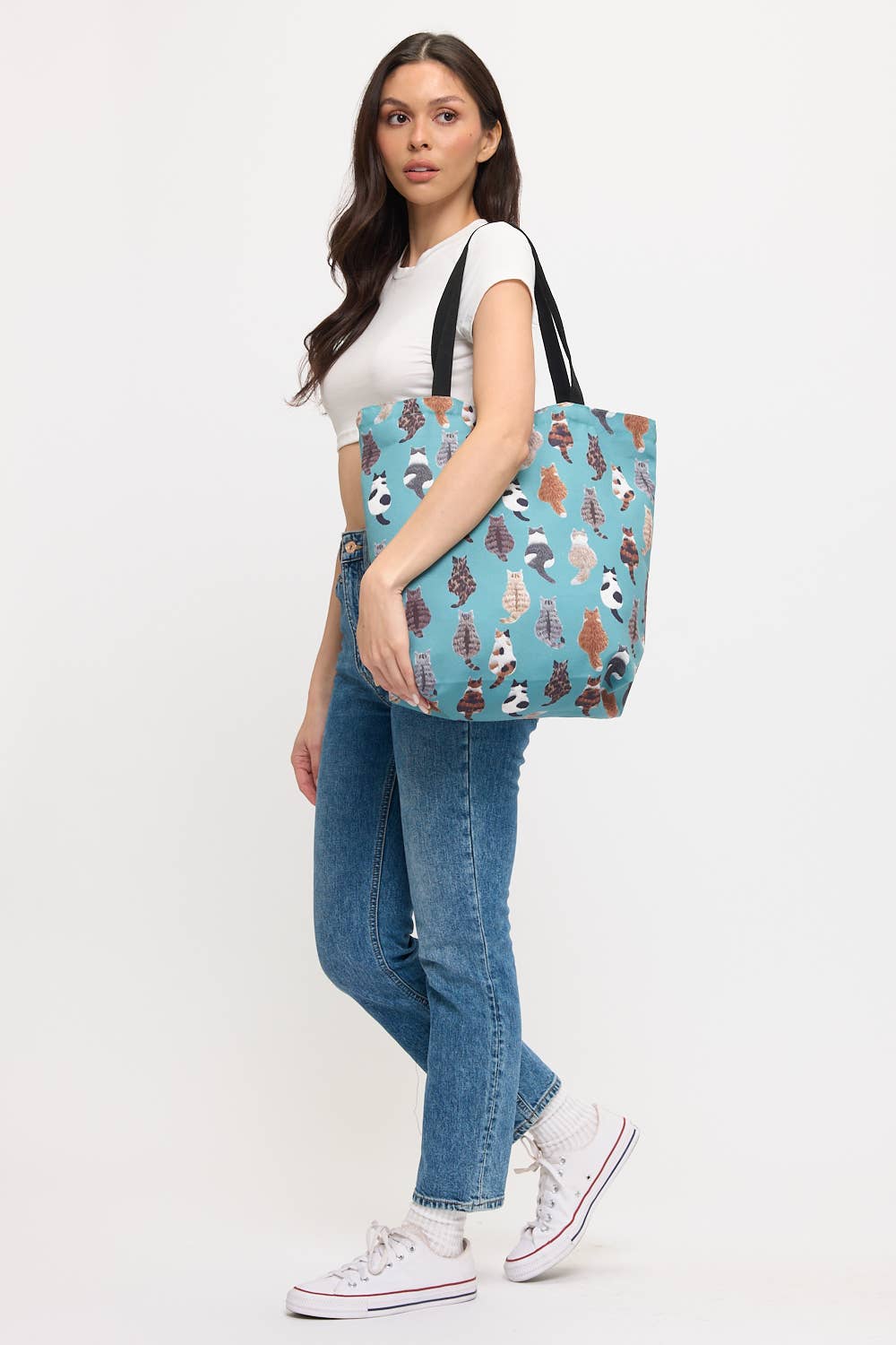 SM WARDROBE - Wholesale Tote Bag - Women's - WHIMSICAL CAT TAILS PRINT TOTE BAGS3