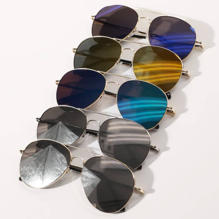 ASSORTED COLOR Classic Aviator Dark Tinted Fashion Sunglasses for wholesale on Faire1