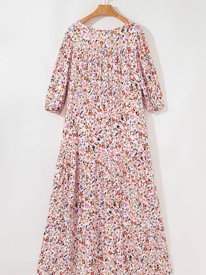 Rød Boho blomster V-hals maxi kjole for engroshandel på Faire6