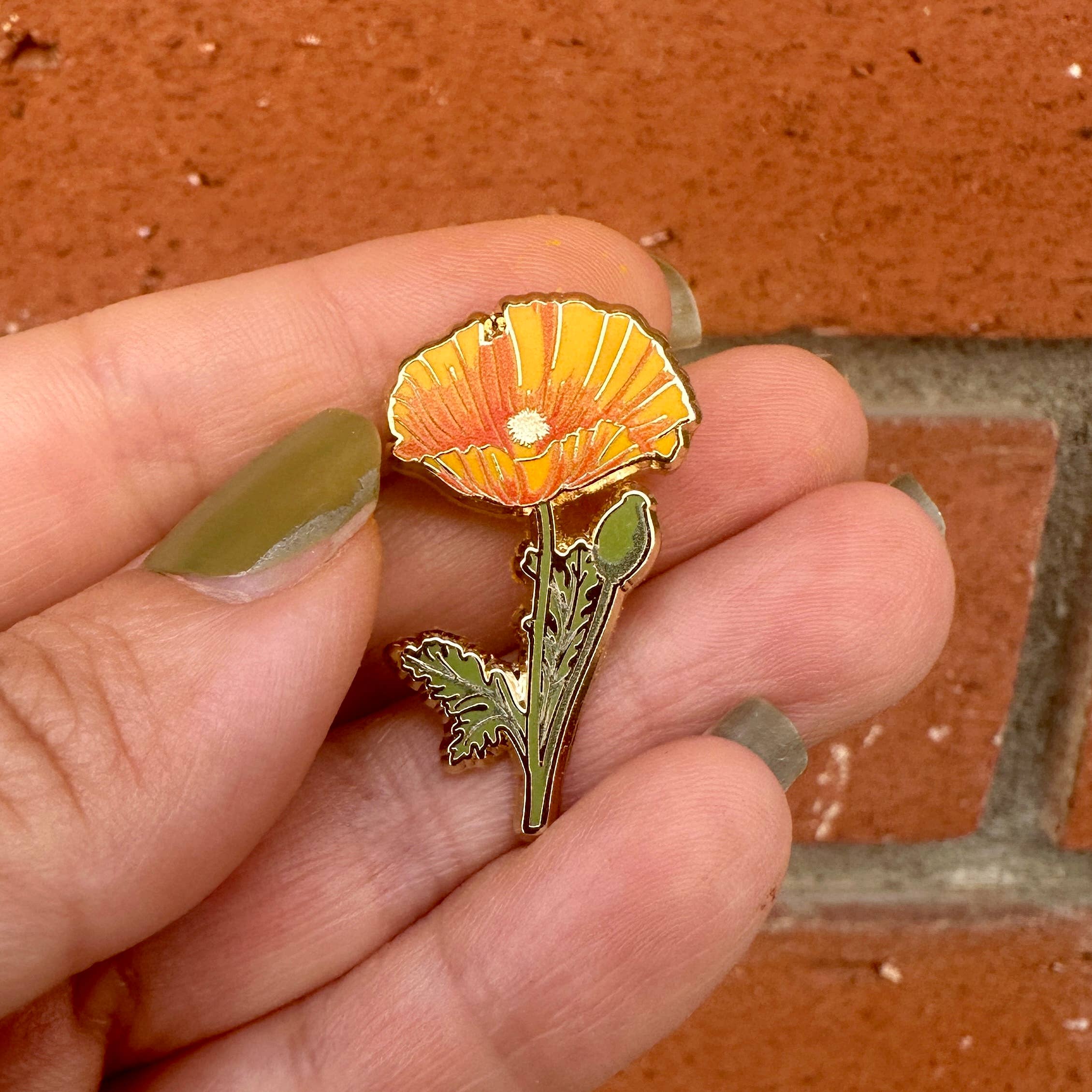 Plant Scouts - Wholesale Lapel Pin/Button - California Poppy Flower Enamel Pin