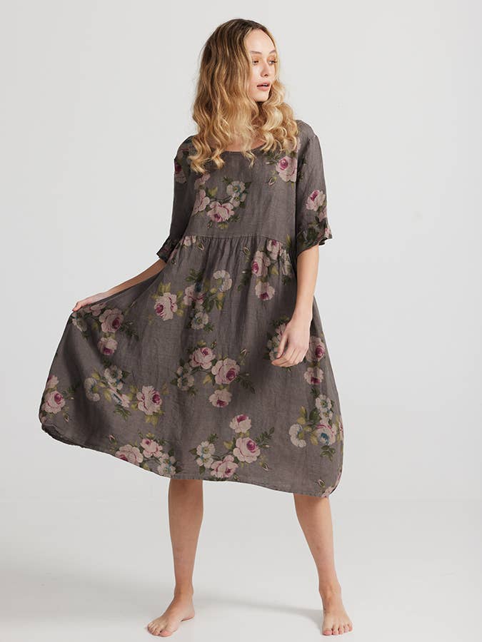 Miss Rose Sister Violet - Wholesale Dress - Women's - WOMEN'S - AUDREY FLORAL LINEN DRESS2