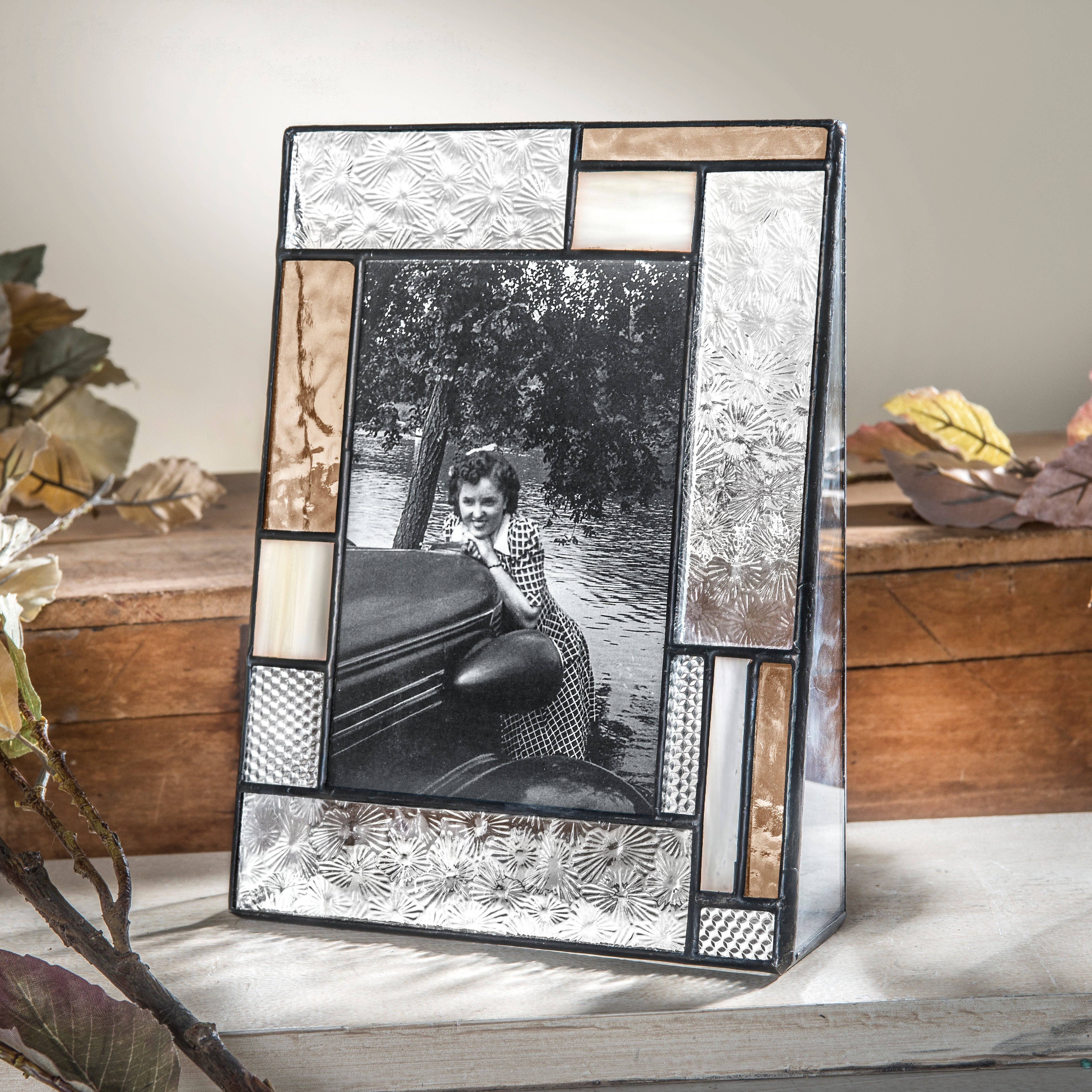 J Devlin Glass Art & Bert Anderson Collection - Wholesale Picture Frame - Pic 453 Peach, Ivory and Clear Vintage Glass Frame Series1