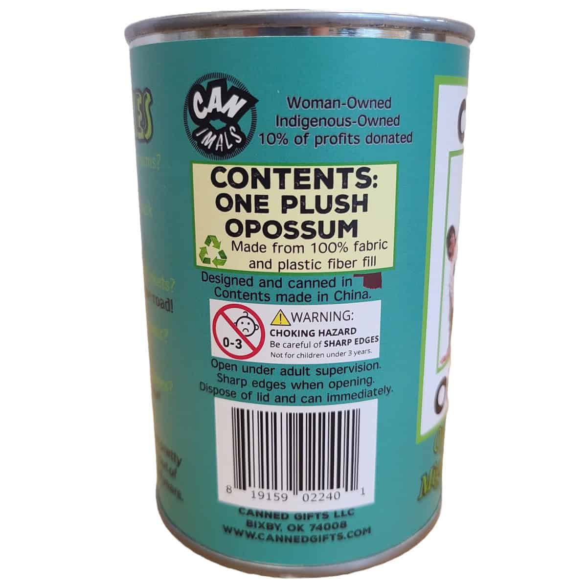 Canned Gifts – Engroshandel Plyslegetøj - Børn og baby – Oliver den konserverede opossum | Udstoppet dyreplys m/vittigheder6