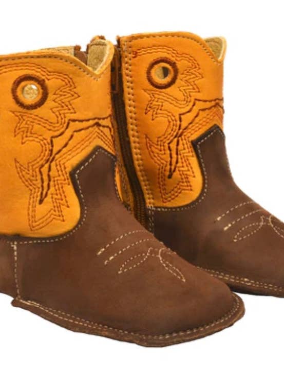 Stivaletti da neonato in pelle occidentale ambra per la vendita all'ingrosso da parte di Nizhonitradersllc
