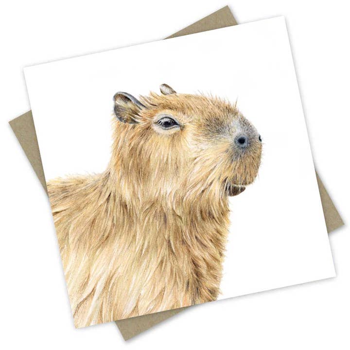 Capybara Cuteness greeting card for wholesale by Popcorn Blue