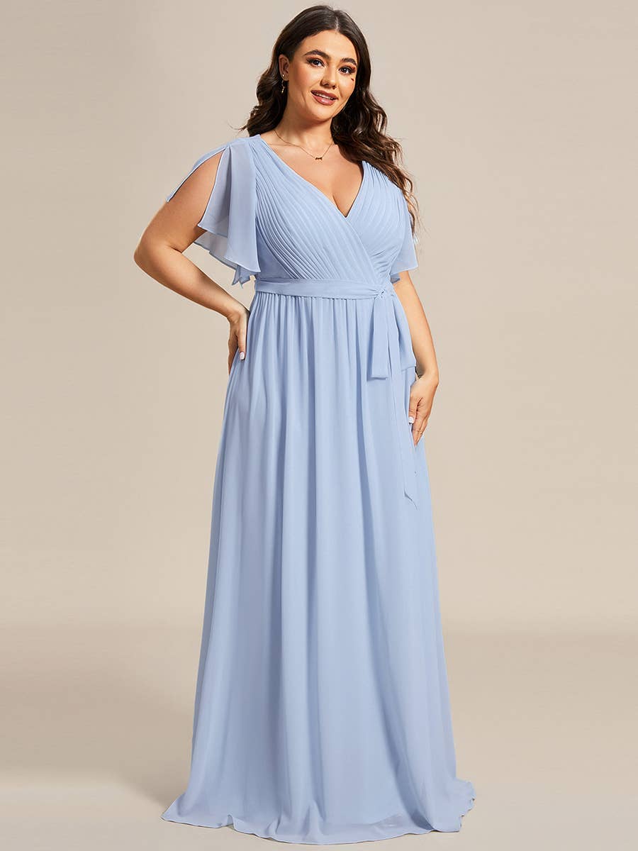 Ever-Pretty - Vente Robe – femme - Robes de soirée à volants à manches courtes exclusives B2B89