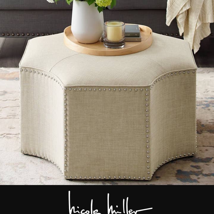 Fiorella Linen Cocktail Ottoman for wholesale by Inspired home