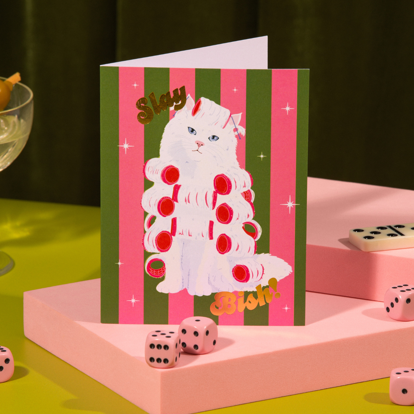 Lucky Goods Paper – wholesale Uppmuntringskort – Slay Bish Kitty – Folievänskapskort ✿ Uppmuntrankort1