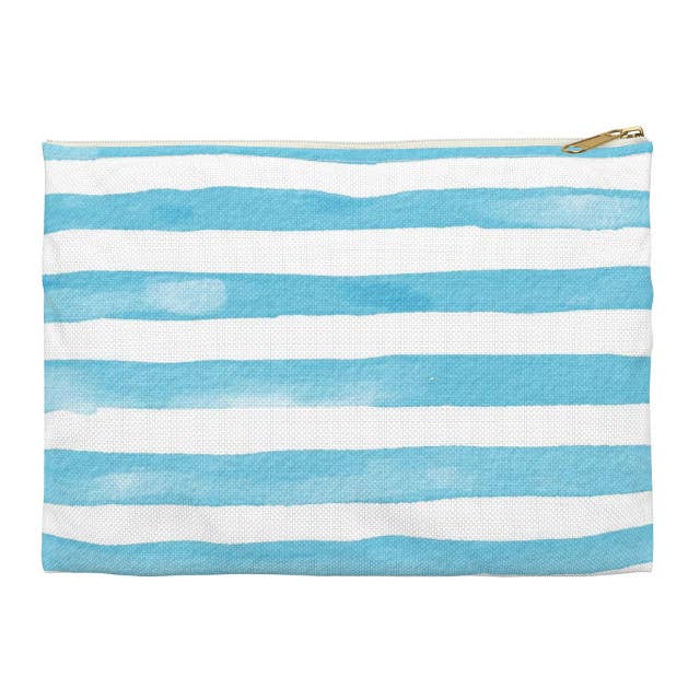 Canvas Pouch - Aqua Watercolor Stripes for wholesale by Peachy Pendants