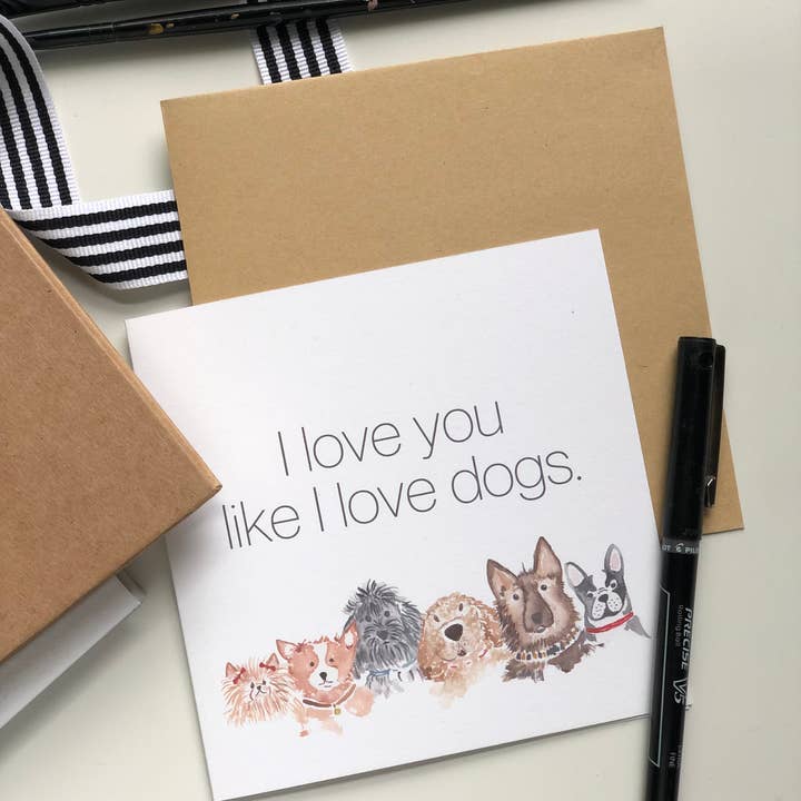 Love Dogs Card | Watercolor Card for wholesale by Maria DeVito Palmer Designs LLC