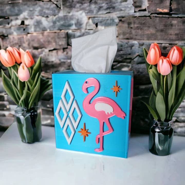 Retro Layers - Wholesale Tissue Box - Atomic Flamingo Tissue Box Cover