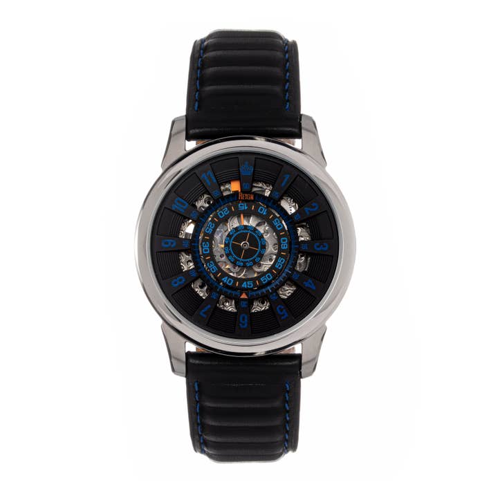Reign - Wholesale Wrist Watch - Men's - Reign Monterey Automatic Semi-Skeleton Leather-Band Watch