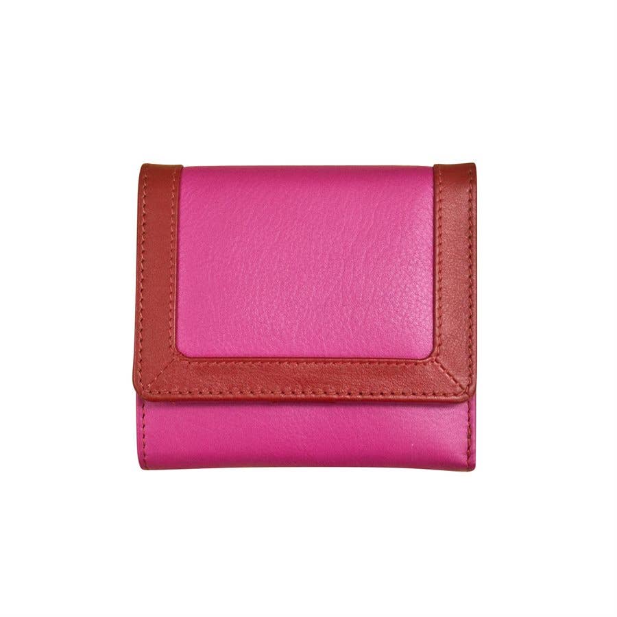 ili New York - Venta al por mayor Cartera - Mujer - Cartera de cuero con tres pliegues y bloques de colores 78244