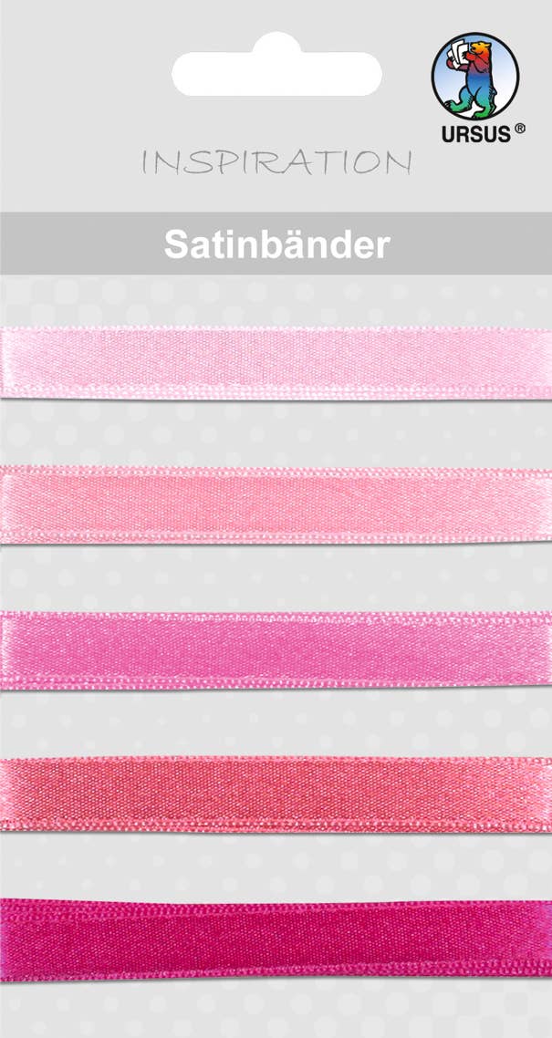 URSUS® / Buntpapierfabrik Ludwig Bähr GmbH & Co. KG - Vendita all'ingrosso Nastri - Confezione regalo - Nastri di raso rosa in 5 tonalità0