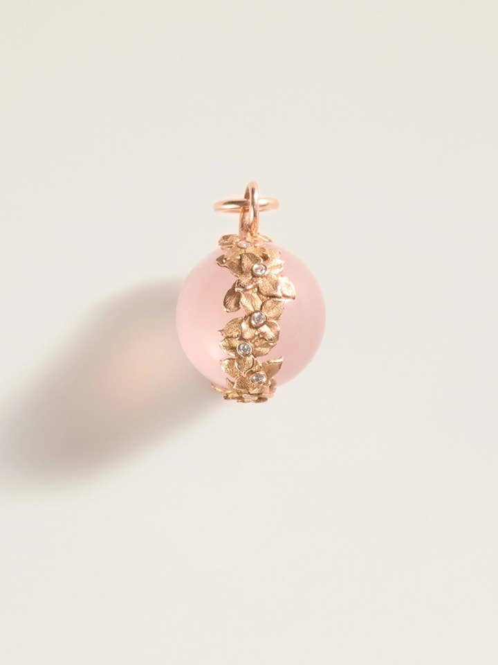 The Rose Gold Garden Pendant in Rose Quartz for wholesale by High Light Rituals