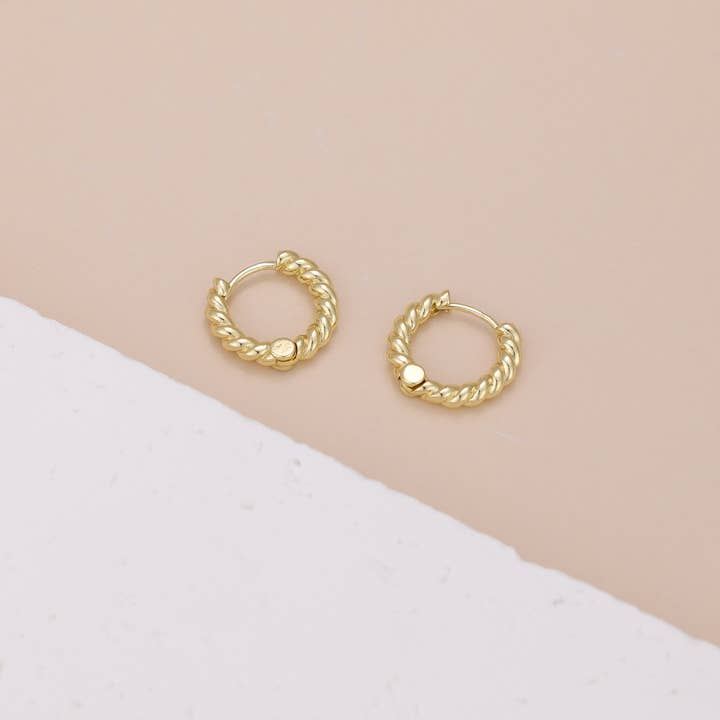 Melange Blanc - Vente Petits anneaux - Boucles d'oreilles créoles torsadées E118 en or et argent, créoles6