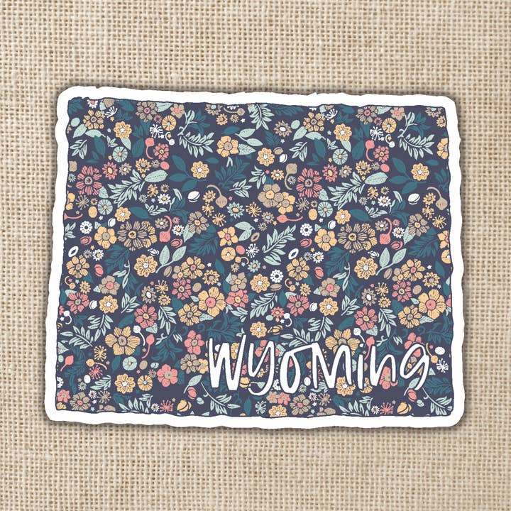 Wyoming Floral State Sticker for wholesale by Kingdom of Threads