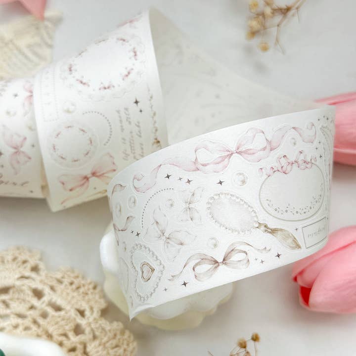 leelajournals - Wholesale Washi Tape - bows & pearls pet tape (pre-cut)8