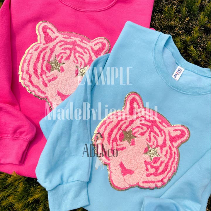ABLNco - Wholesale Patch - Preppy Pink Mascotâ„¢ Tiger Game Day Star Eyes Chenille Patch