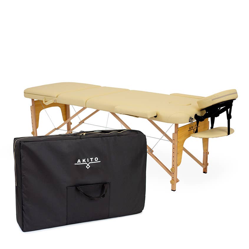ACUS MED - Wholesale Lichaamsmassage-apparaat - Massagebank Kora 60 cm vouwbaar hout drie-delig - beige1